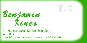 benjamin kincs business card